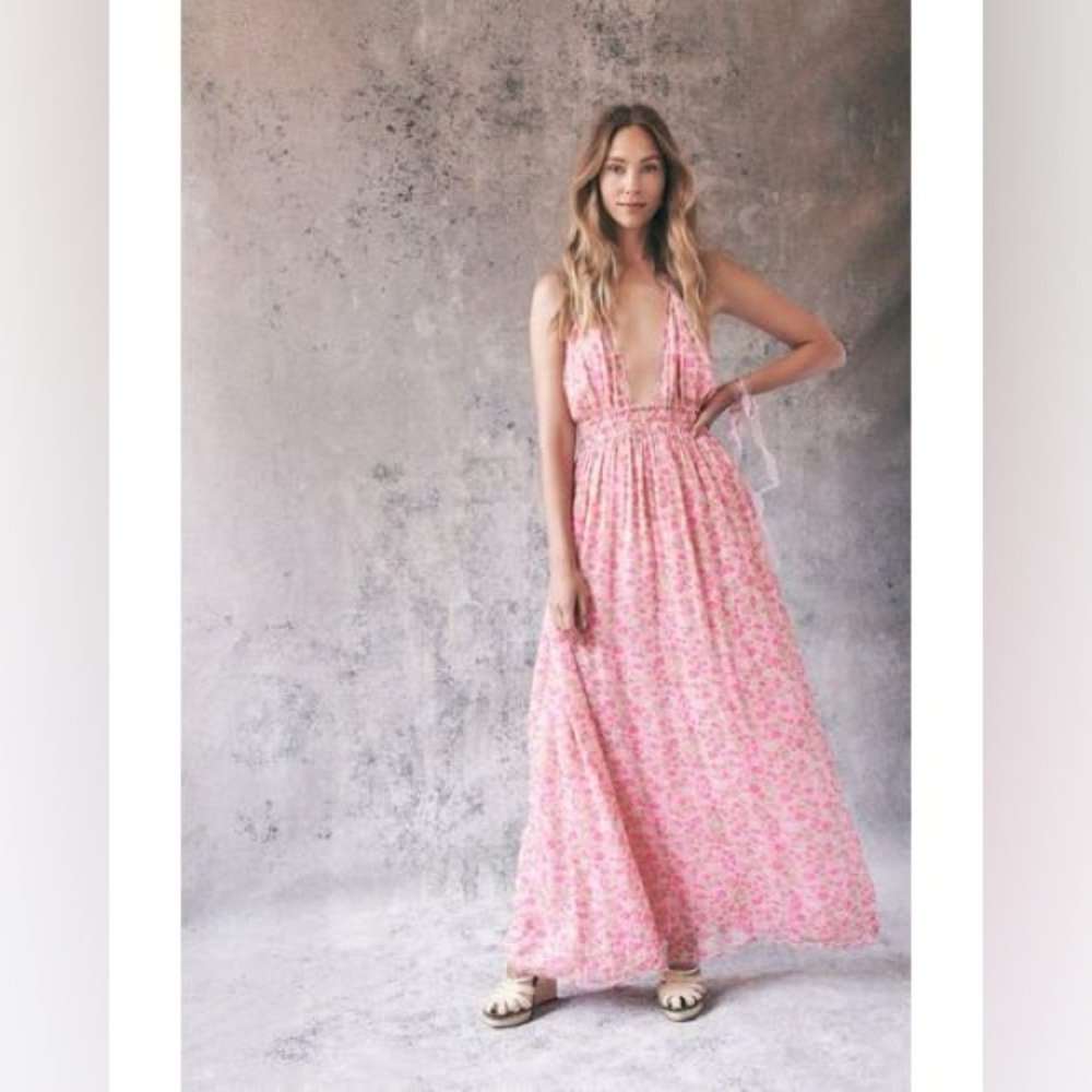 Loveshackfancy Love Maxi Dress in Pink Lily Aztec Size M/L Silk BNWT